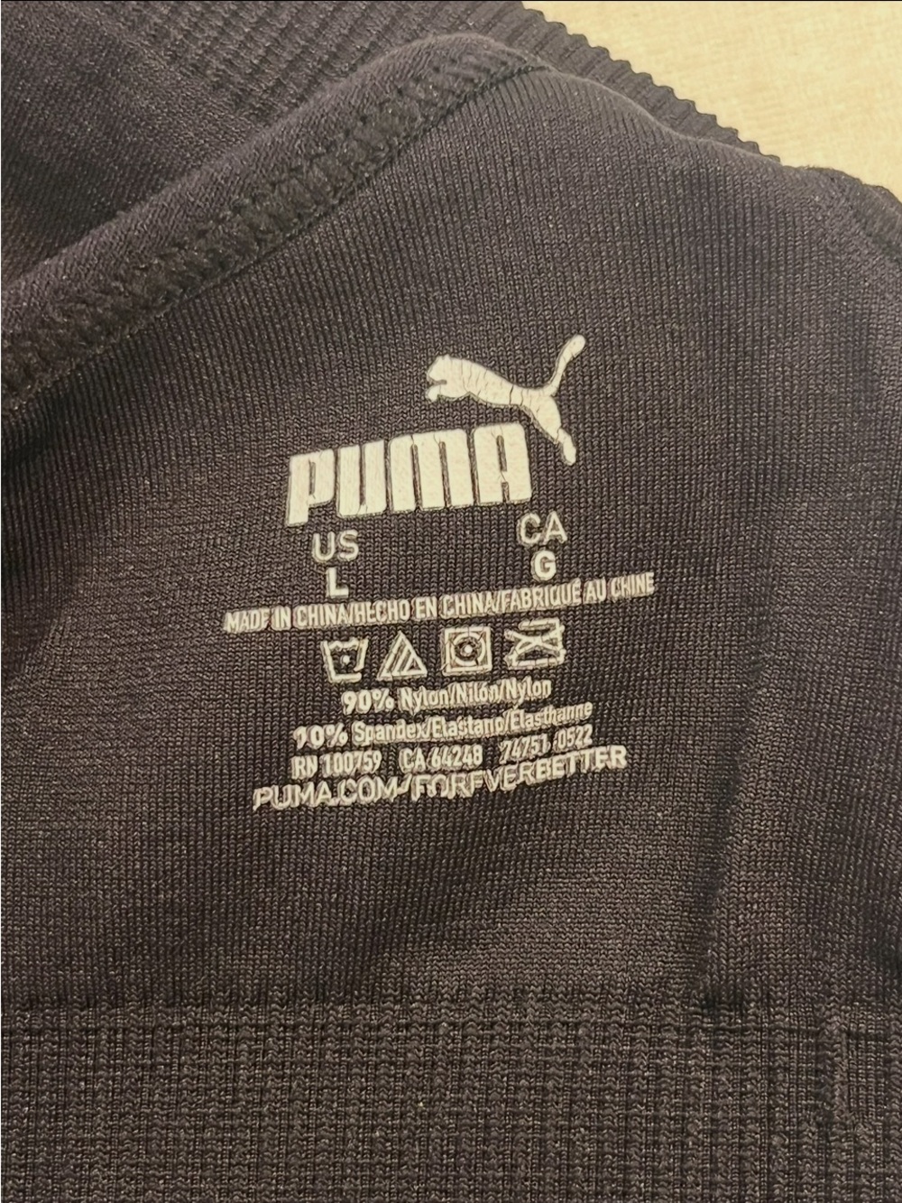 Puma Black Sports Bra with Pink Strappy Back Detail - Picture 3 of 6